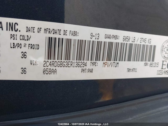 Dodge Grand Caravan 2014 2C4RDGBG3ER136294 Image 9