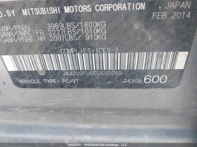 Продаж на аукціоні авто 2014 Mitsubishi Lancer Se, vin: JA32U2FU6EU605089, номер лоту: 12422701