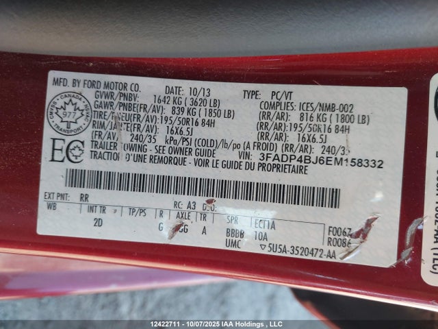 Продажа на аукционе авто 2014 Ford Fiesta Se, vin: 3FADP4BJ6EM158332, номер лота: 12422711