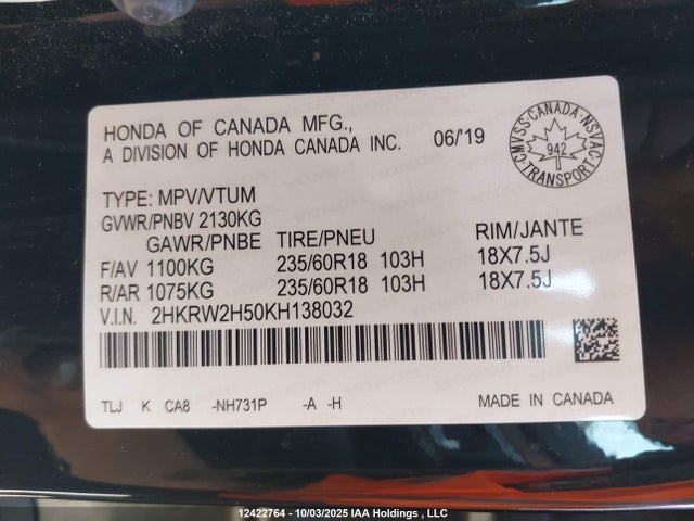Honda l15be 2019 2HKRW2H50KH138032 Image 18