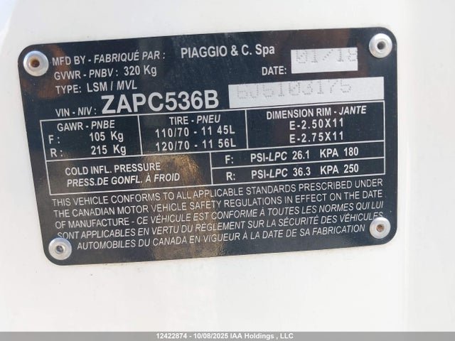 Vespa 2018 2018 ZAPC536B6J5103175 Image 10