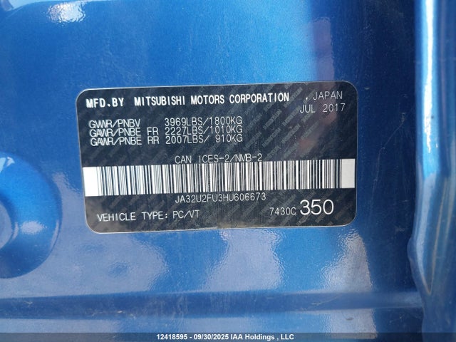 JA32U2FU3HU606673 Mitsubishi 2.0 dohc mivec