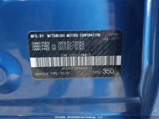 JA32U2FU3HU606673 Mitsubishi 2.0 dohc mivec