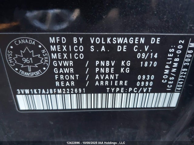 3VW1K7AJ8FM222691 Volkswagen Jetta