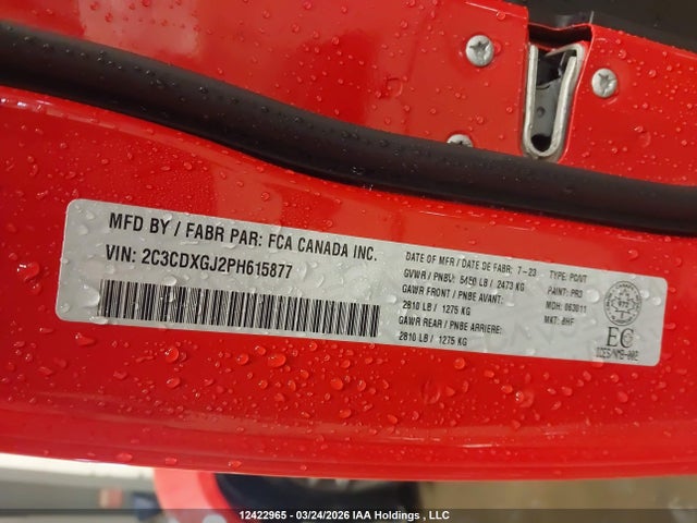Продажа на аукционе авто 2023 Dodge Charger Scat Pack, vin: 2C3CDXGJ2PH615877, номер лота: 12422965