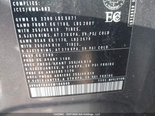 Volkswagen Tiguan 2019 3VV4B7AX5KM104940 Image 9
