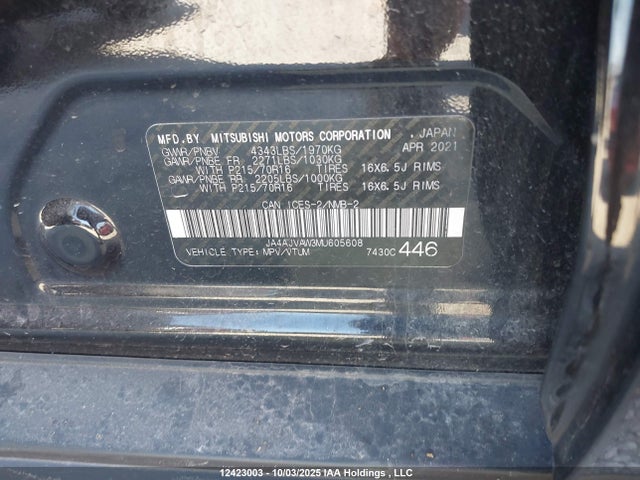 JA4AJVAW3MU605608 Mitsubishi mivec