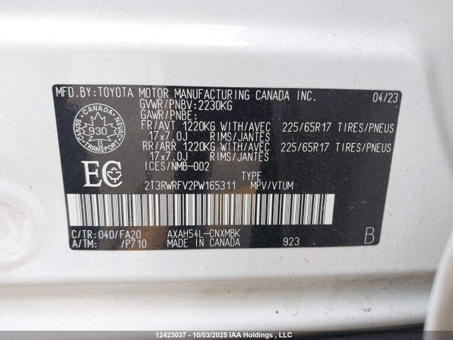 2T3RWRFV2PW165311 Toyota a25a-fxs, 3nm+4nm(ni)