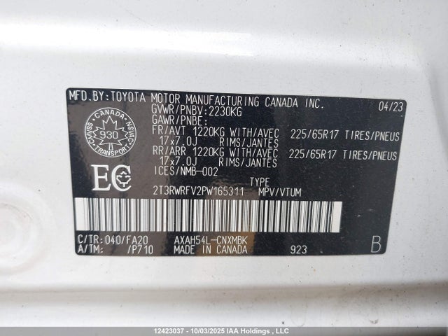 2T3RWRFV2PW165311 Toyota a25a-fxs, 3nm+4nm(ni)