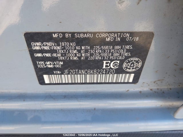 JF2GTANC6K8224720 Subaru naturally aspirated