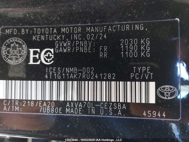 4T1G11AK7RU241282 Toyota a25a-fks