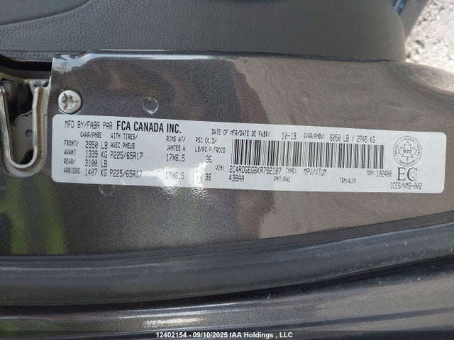 Dodge 2019 2019 2C4RDGEG6KR792187 Image 9