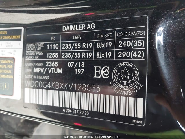 WDC0G4KBXKV128036 Mercedes-Benz m274