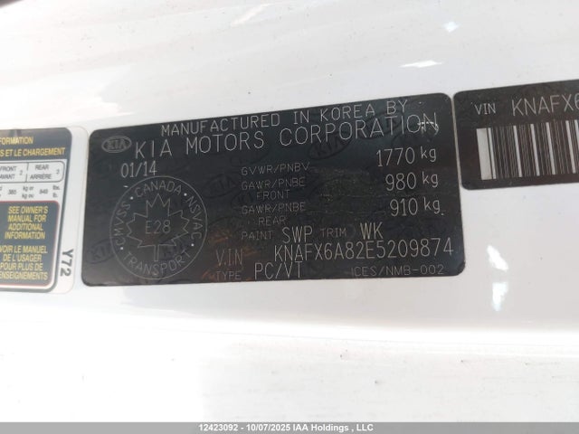 KNAFX6A82E5209874 KIA Forte