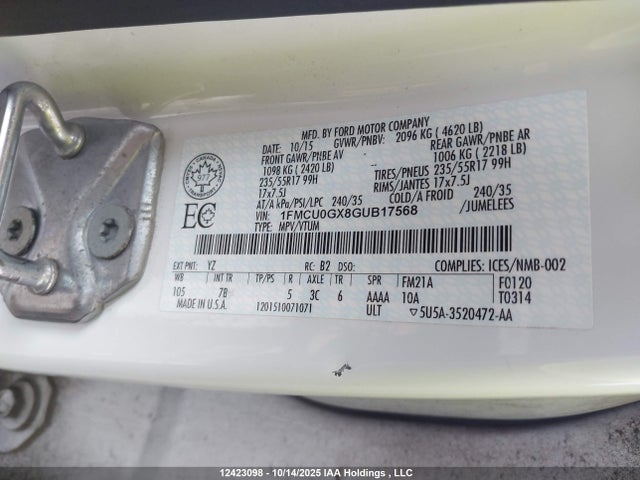 1FMCU0GX8GUB17568 Ford Escape