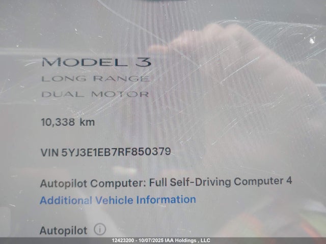 Aukcja sprzedaży 2024 Tesla Model 3, vin: 5YJ3E1EB7RF850379, numer aukcji: 12423200