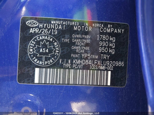 KMHD84LFXLU920986 Hyundai mpi nu
