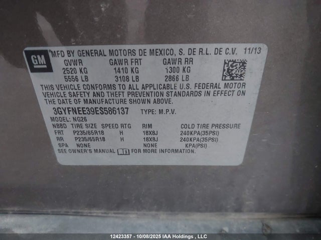 Cadillac lfx - vvt, e85 max, aluminum 2014 3GYFNEE39ES586137 Image 18