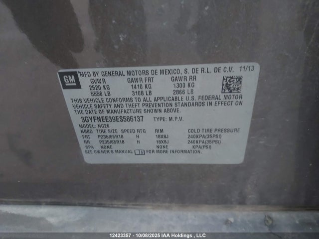 Cadillac lfx - vvt, e85 max, aluminum 2014 3GYFNEE39ES586137 Image 9