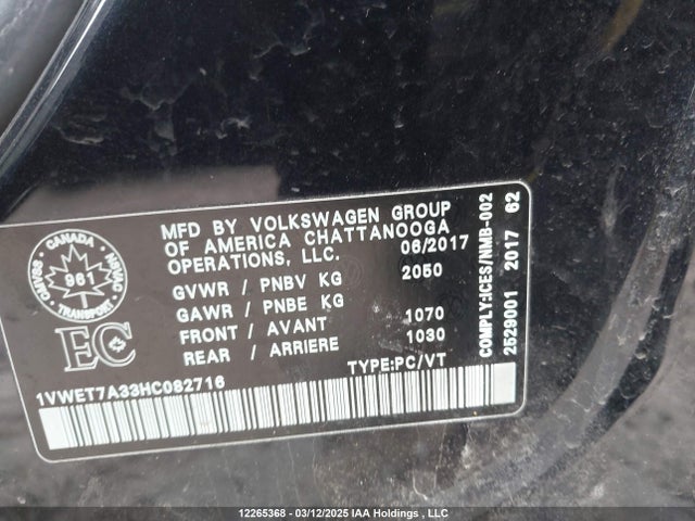 1VWET7A33HC082716 Volkswagen tsi