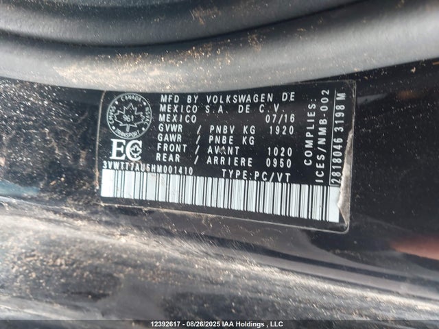 3VWTT7AU5HM001410 Volkswagen 2.0 tsi