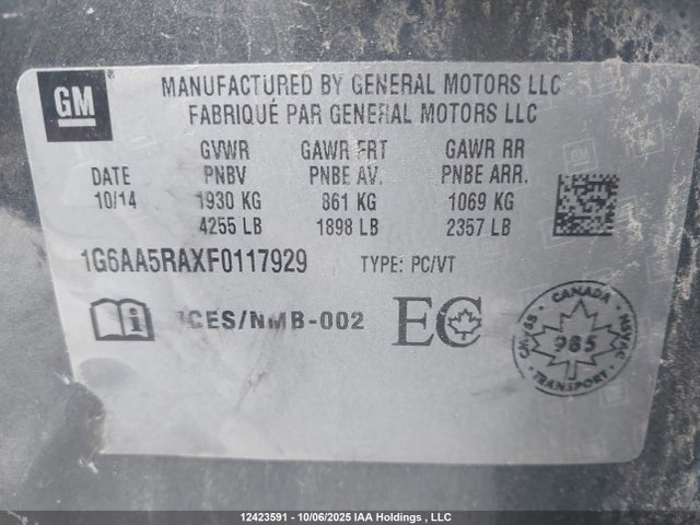 1G6AA5RAXF0117929 Cadillac lcv