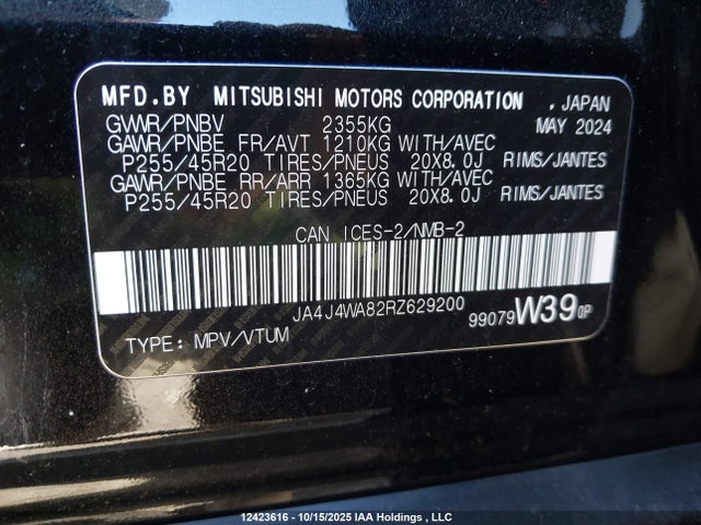 JA4J4WA82RZ629200 Mitsubishi Outlander Gt/gt Noir/gt Premium
