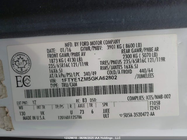 1FTYE1ZM5GKA62802 Ford 2016