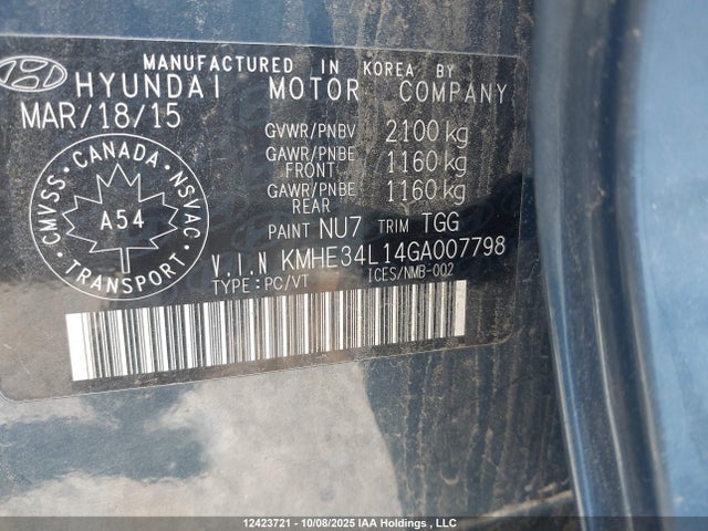 KMHE34L14GA007798 Hyundai dohc gdi nu