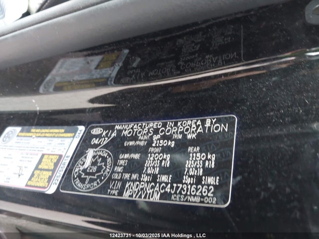 KIA gdi theta ii 2018 KNDPNCAC4J7316262 Image 19