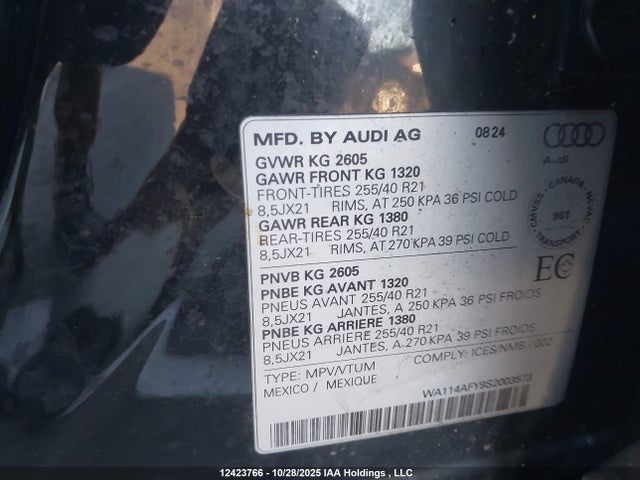 WA114AFY9S2003573 Audi Sq5 3.0t Progressiv