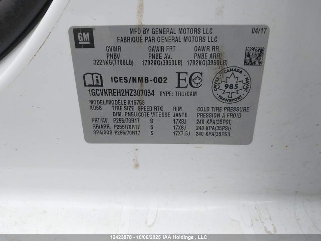1GCVKREH2HZ307034 Chevrolet lv3 - gen 5, sidi, vvt: variable valve timing, e85 max, alum