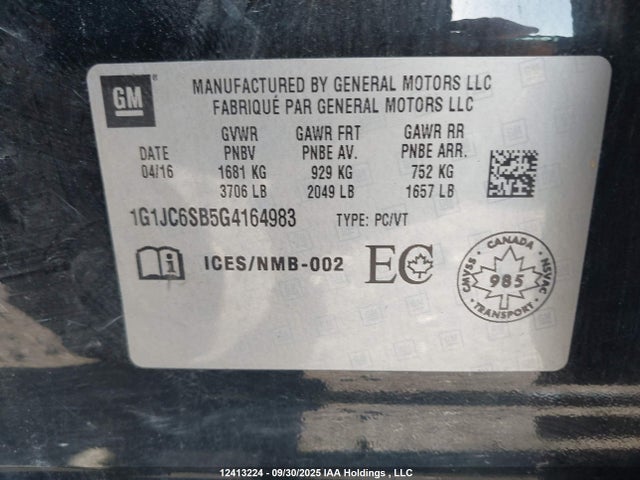 1G1JC6SB5G4164983 Chevrolet luv - vvt, alum, e85 max
