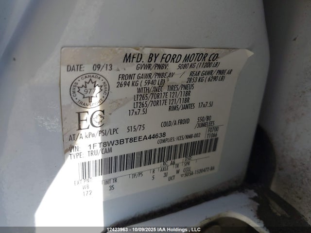 Auction sale of the 2014 Ford F350 Super Duty, vin: 1FT8W3BT8EEA44638, lot number: 12423963
