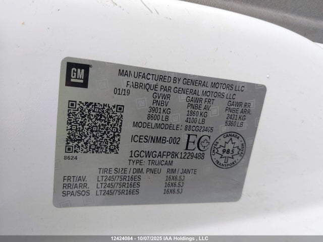1GCWGAFP8K1229488 Chevrolet lv1 - sidi, vvt, e85 max, iron