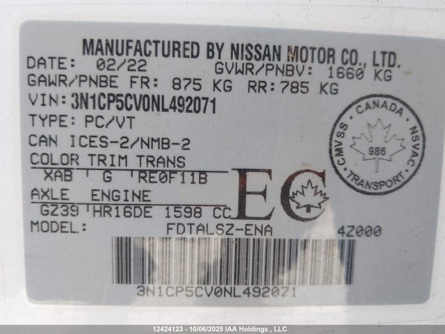 3N1CP5CV0NL492071 Nissan 2022