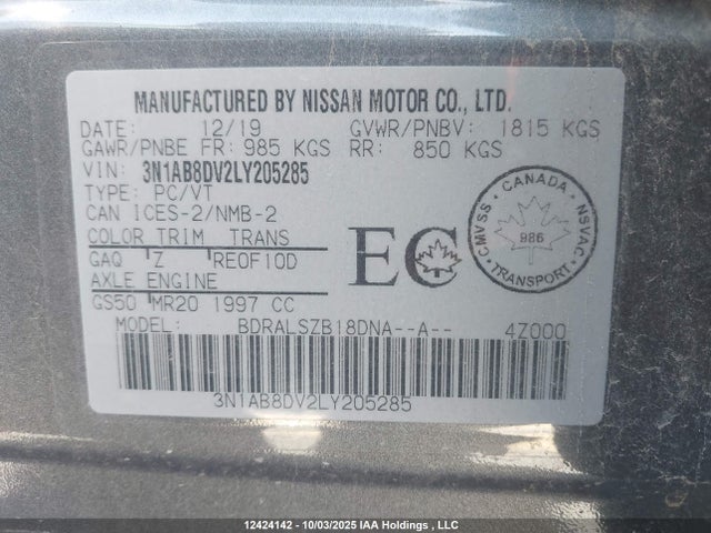 Nissan 2020 2020 3N1AB8DV2LY205285 Image 9