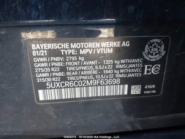 BMW X5 2021 5UXCR6C02M9F63698 Image 9