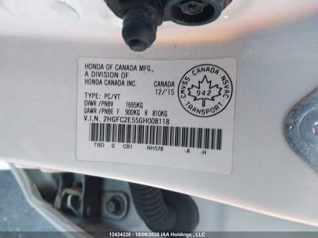 Honda k20c2 2016 2HGFC2E55GH008118 Image 9
