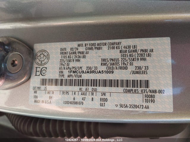 Ford gtdi a 2024 1FMCU9JA9RUA51009 Image 9