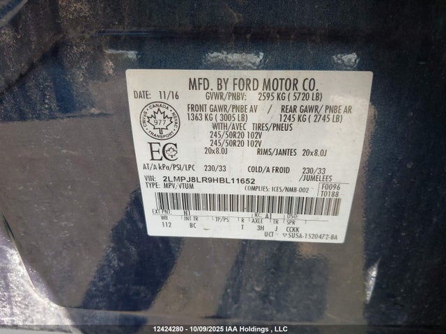 2LMPJ8LR9HBL11652 Lincoln 3.7l tivct (twin independent variable camshaft timing)