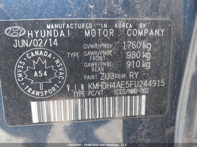 Hyundai dohc mpi nu 2015 KMHDH4AE5FU244915 Image 9
