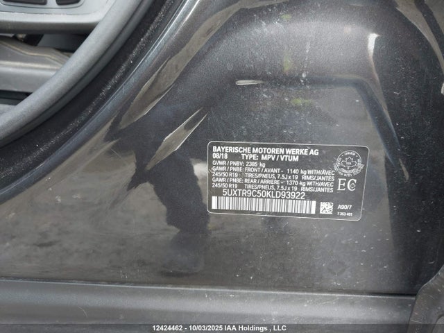 5UXTR9C50KLD93922 BMW X3