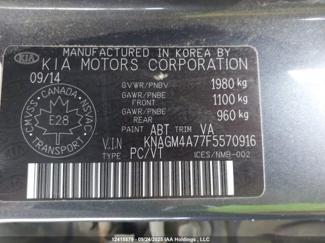KIA dohc gdi theta ii 2015 KNAGM4A77F5570916 Image 9