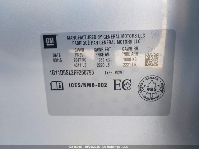 Chevrolet lkw 2015 1G11D5SL2FF266793 Image 19