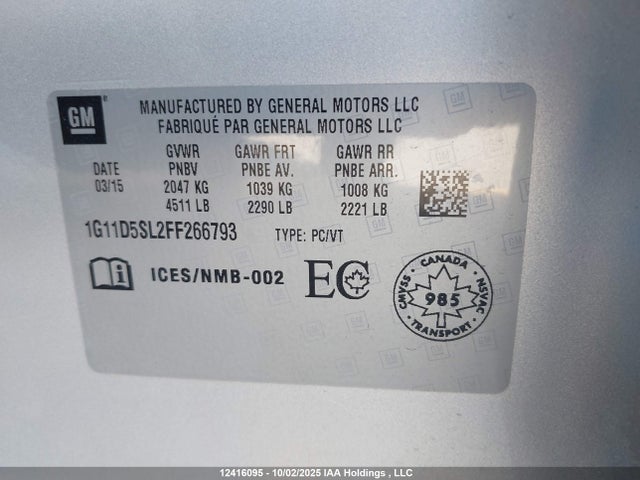 Chevrolet lkw 2015 1G11D5SL2FF266793 Image 9