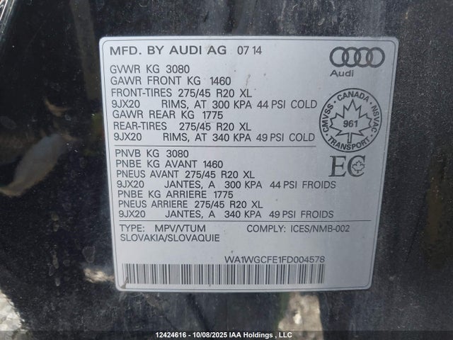 WA1WGCFE1FD004578 Audi Tdi