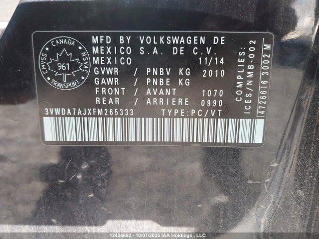 3VWDA7AJXFM265333 Volkswagen 1.8t