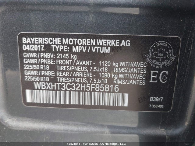 WBXHT3C32H5F85816 BMW X1