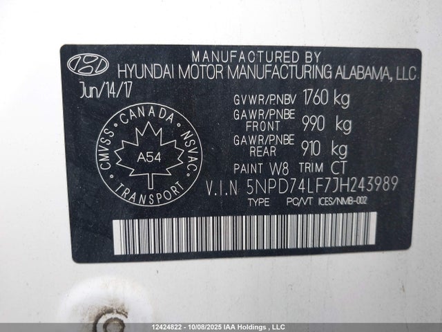 Hyundai mpi nu 2018 5NPD74LF7JH243989 Image 9